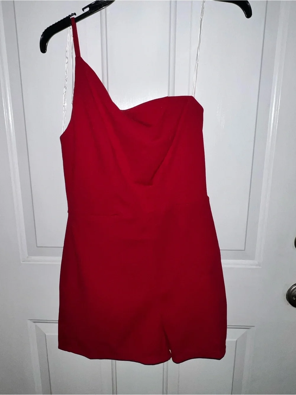 Red One-Shoulder Romper - Picture 2 of 3